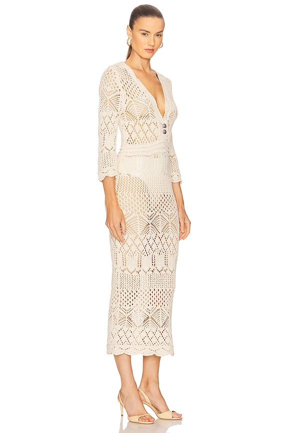 view 2 of 3 Dovie Mixed Pointelle Dress in Ivory & Turquoise