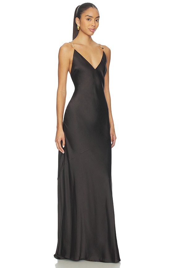 view 2 of 4 Saint Beaded Strap Gown in Dark Brunette