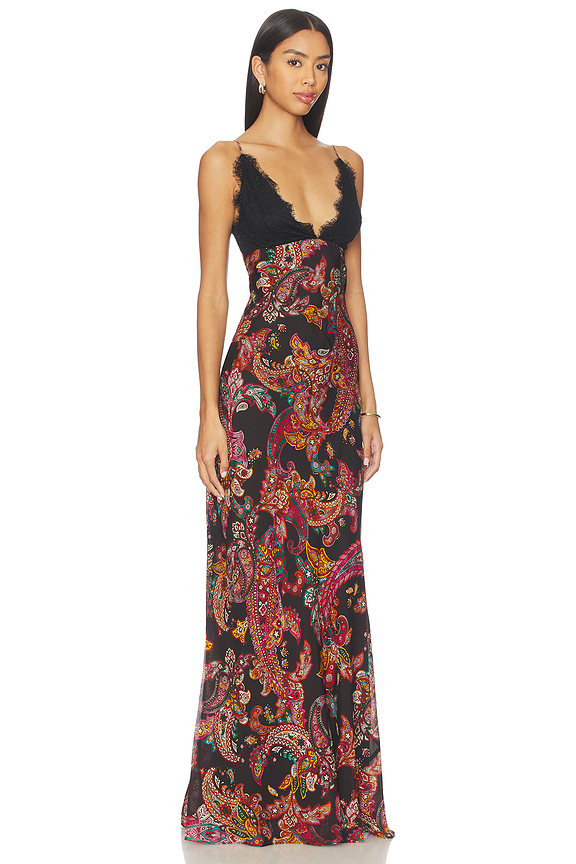 view 2 of 3 Susanna Lace Slip Dress in Black Multi Paisley Scroll
