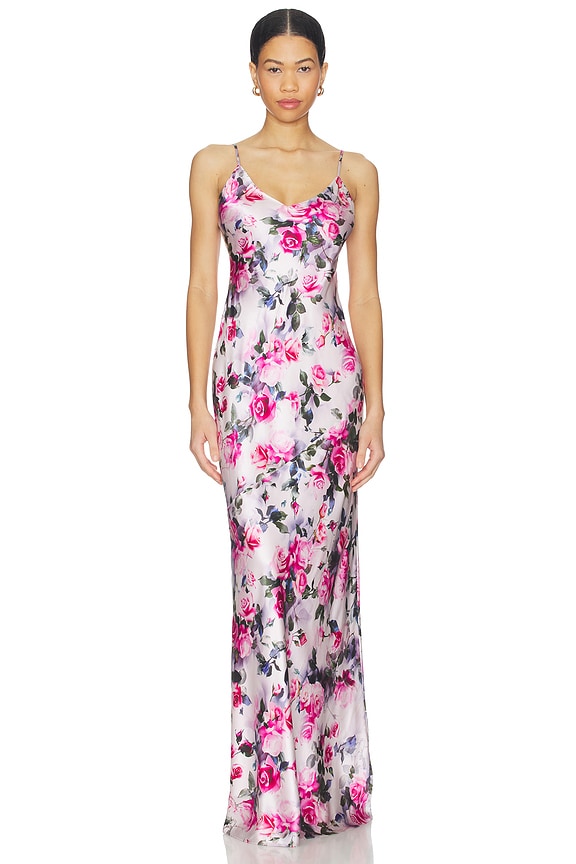 view 1 of 3 Serita Maxi V Neck Bias Dress in Pink Multi Water Rose