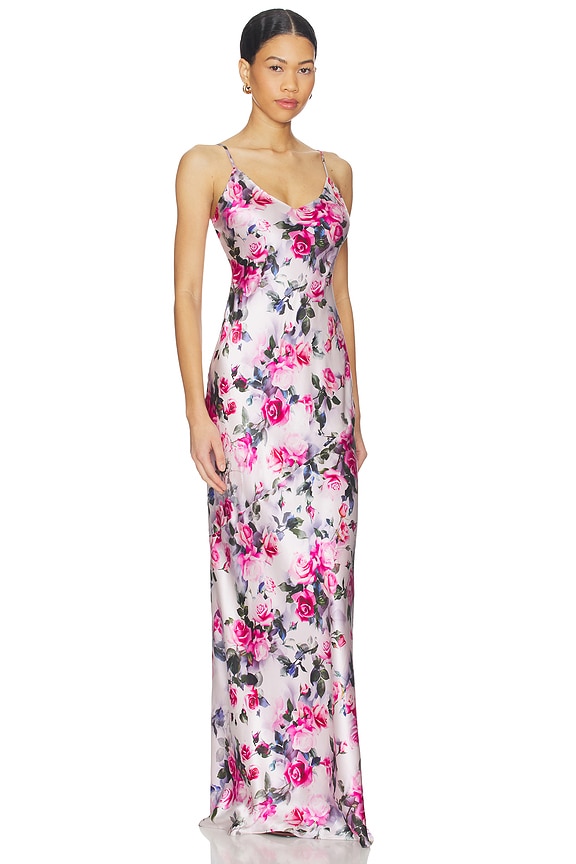 view 2 of 3 Serita Maxi V Neck Bias Dress in Pink Multi Water Rose
