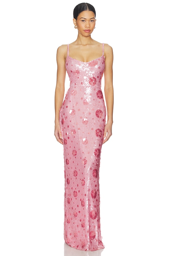 view 1 of 4 MAXIVESTIDO LENTEJUELAS KARMA in Light Rose Sequin
