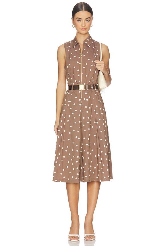 view 1 of 3 ROBE CHEMISE CEINTURÉE KYLO in Cardamom & Ecru Polka Dot