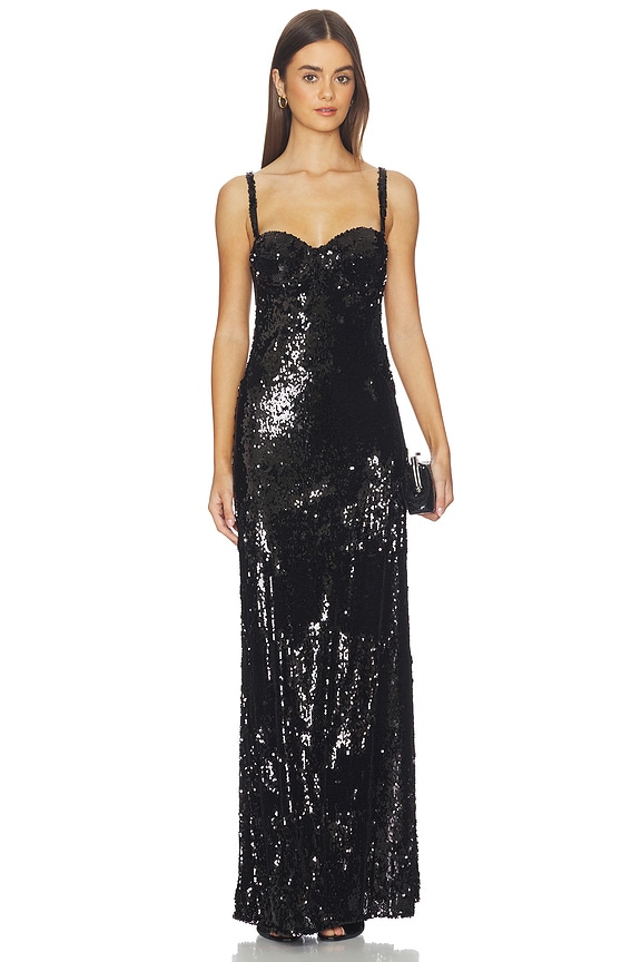 view 1 of 4 MAXI CON CORTE AL BIES SAYLA in Jet Black