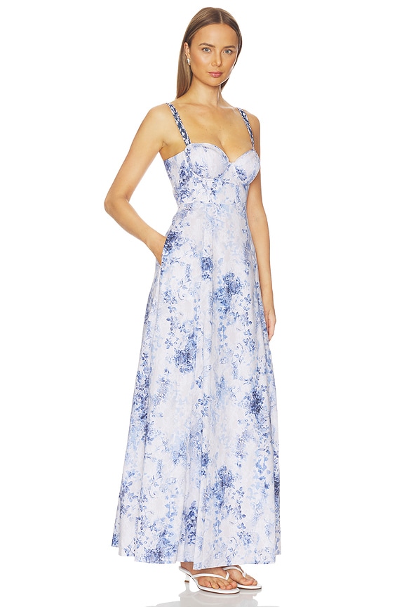 view 2 of 3 VESTIDO SUTTON in Ivory & Blue Watercolor Lace Paisley