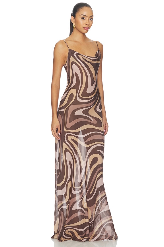 view 2 of 3 ROBE CHRISTINE in Sepia Brown Multi Abstract Swirl