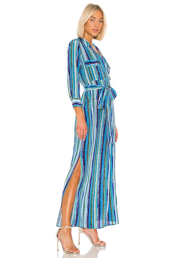 view 2 of 3 Cameron Long Shirt Dress in Blue Multi Stripe