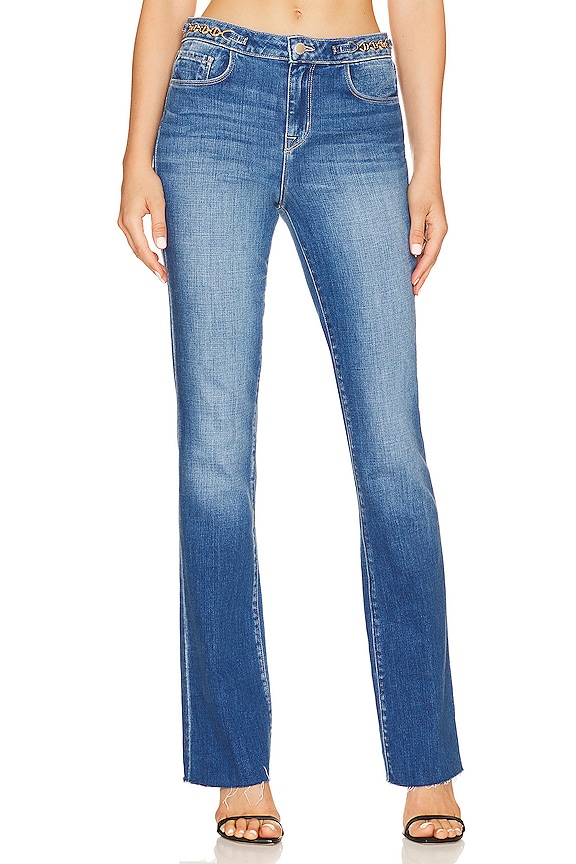 L'AGENCE Ruth High Rise Straight Gold Chain Jeans in Century | REVOLVE