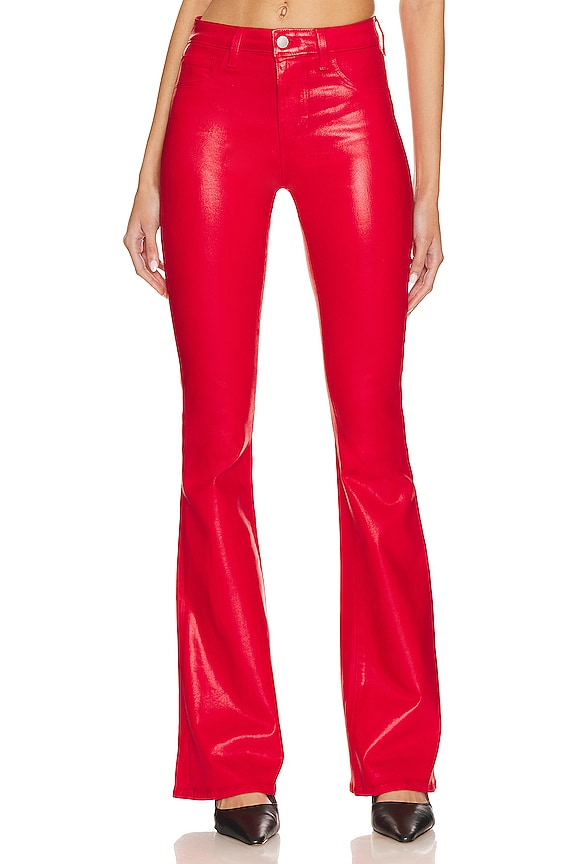 L'AGENCE Marty High Rise Flare in Tango Red Coated | REVOLVE