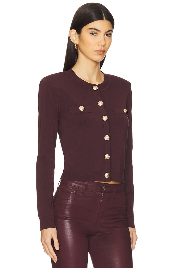 view 2 of 5 Toulouse Cropped Crew Neck Cardi in Dark Syrah & Gold