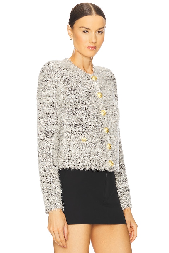 view 2 of 4 Una Knit Cardigan in Black, Ivory & Gold Multi