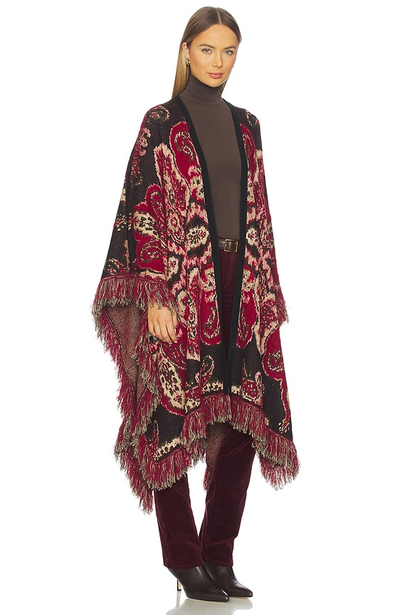 view 2 of 3 Naoko Poncho in Multi Stripe Paisley