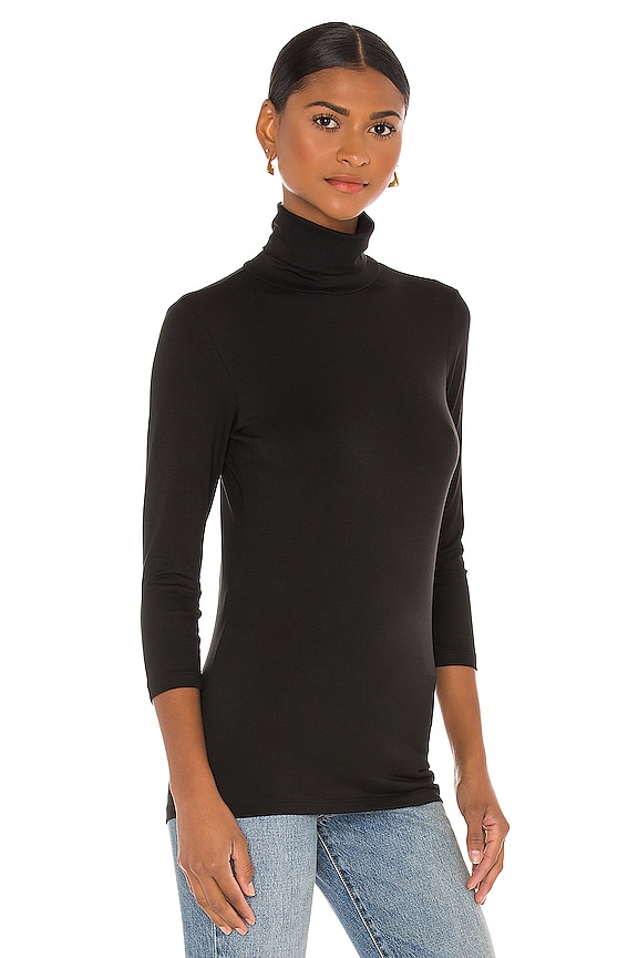 view 2 of 4 Aja Turtleneck 3/4 Sleeve Top in Black
