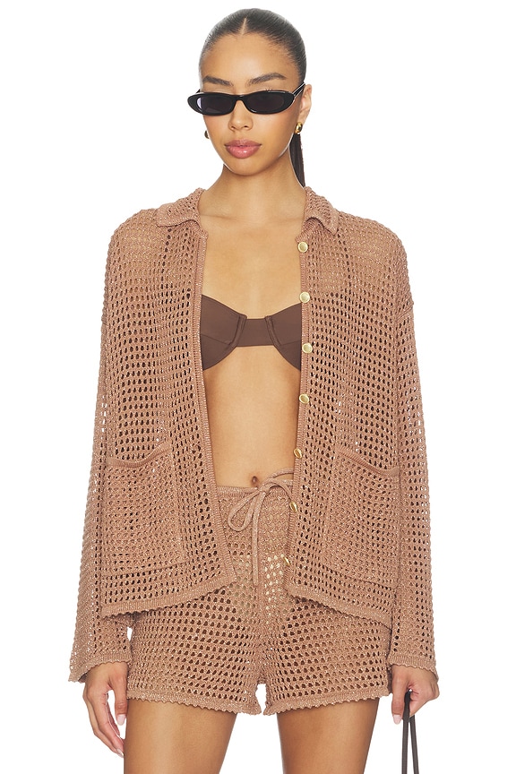 view 1 of 5 Mariana Pointelle Knit Shirt in Hazelnut