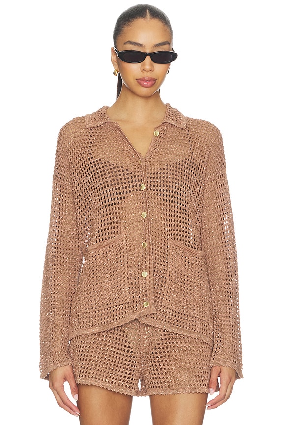 view 2 of 5 Mariana Pointelle Knit Shirt in Hazelnut