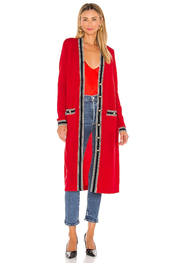 view 1 of 4 Tinsley Long Cardigan in Fiery Red