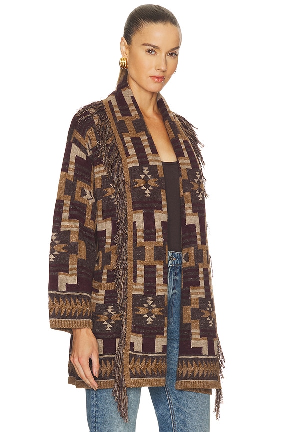 view 2 of 4 Jair Jacquard Cardigan in Dark Java & Burgundy Multi