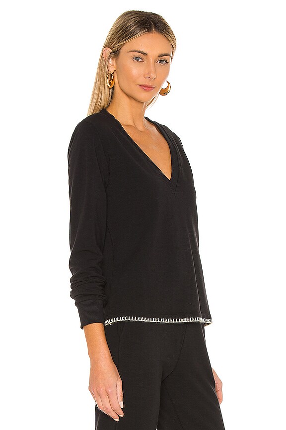 view 2 of 4 Luxe Lounge Helena Long Sleeve V Neck Sweatshirt in Black