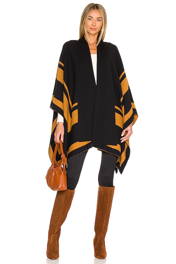 view 1 of 3 Jake Bordered Stripe Cape in Black & Bronze