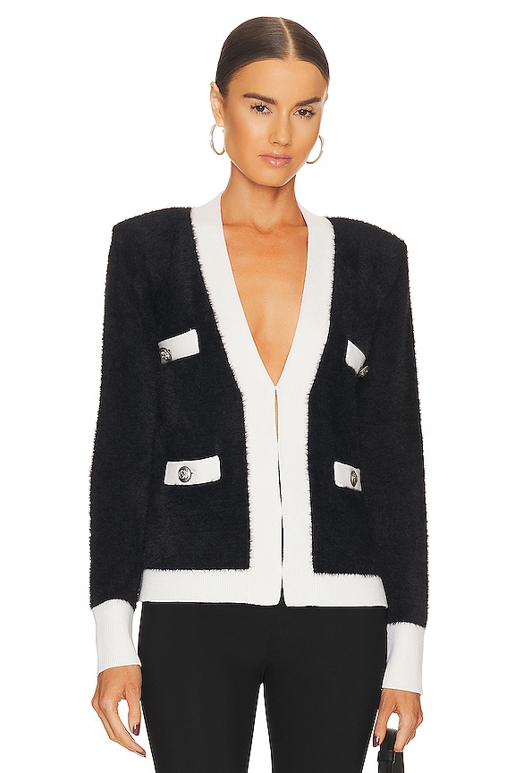 L'AGENCE Kai Cardigan in Black & White REVOLVE