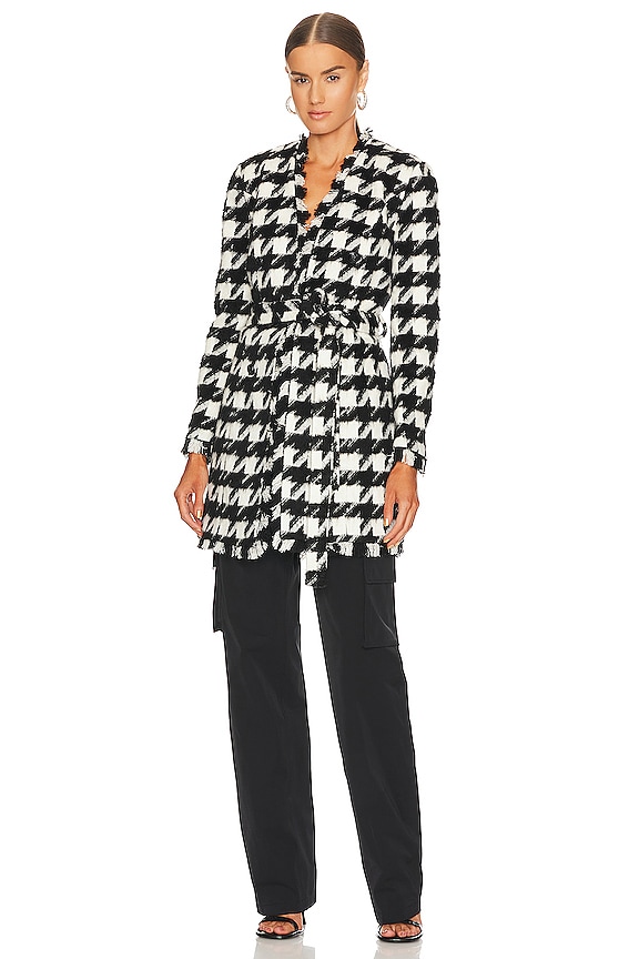 view 2 of 5 VESTE LONGUE ZURI in Black & Ivory Houndstooth