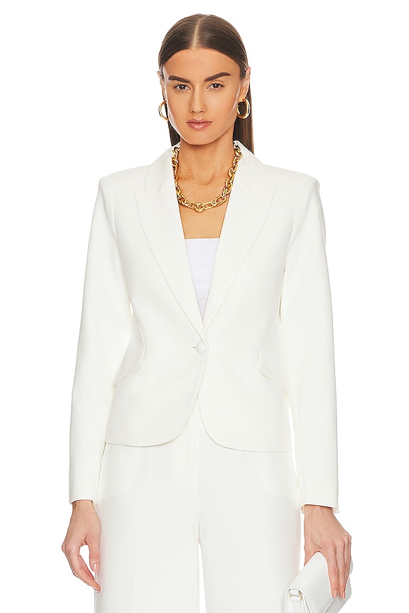 L'AGENCE Jennah Cropped Blazer in Ivory | REVOLVE