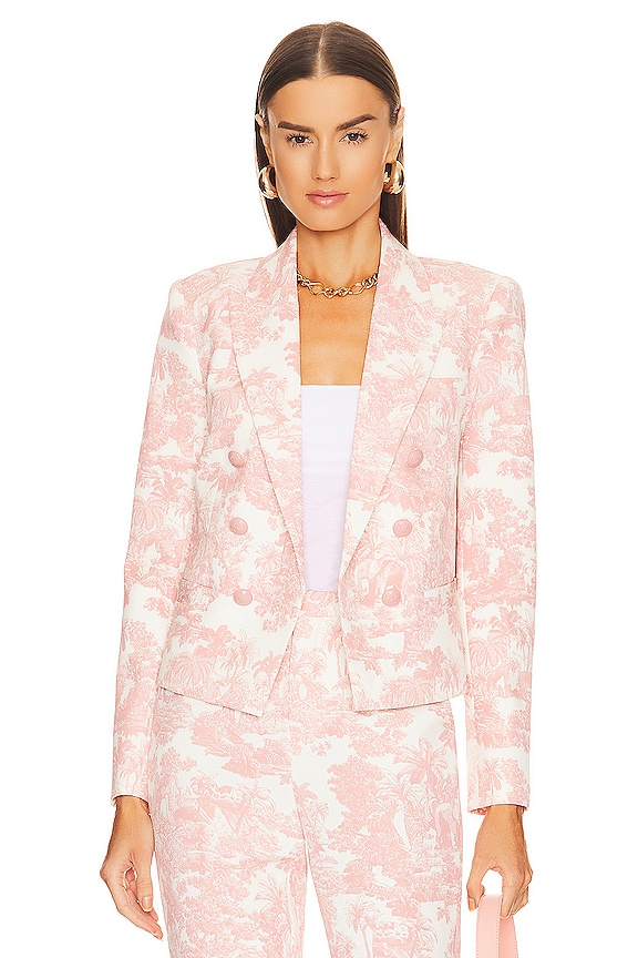 view 1 of 4 Brooke Double-breasted Crop Blazer in Rose Tan Multi