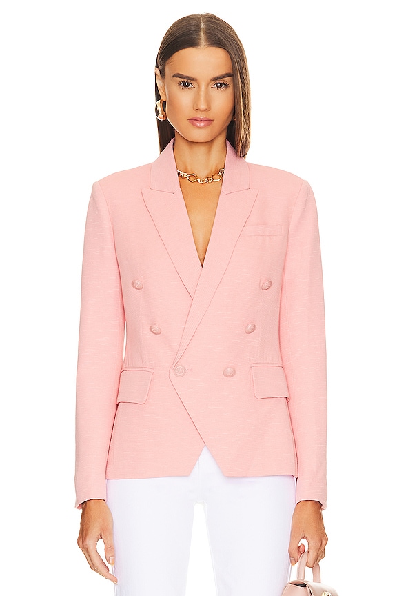 view 2 of 5 Kenzie Double Breasted Blazer in Rose Tan & Tropical