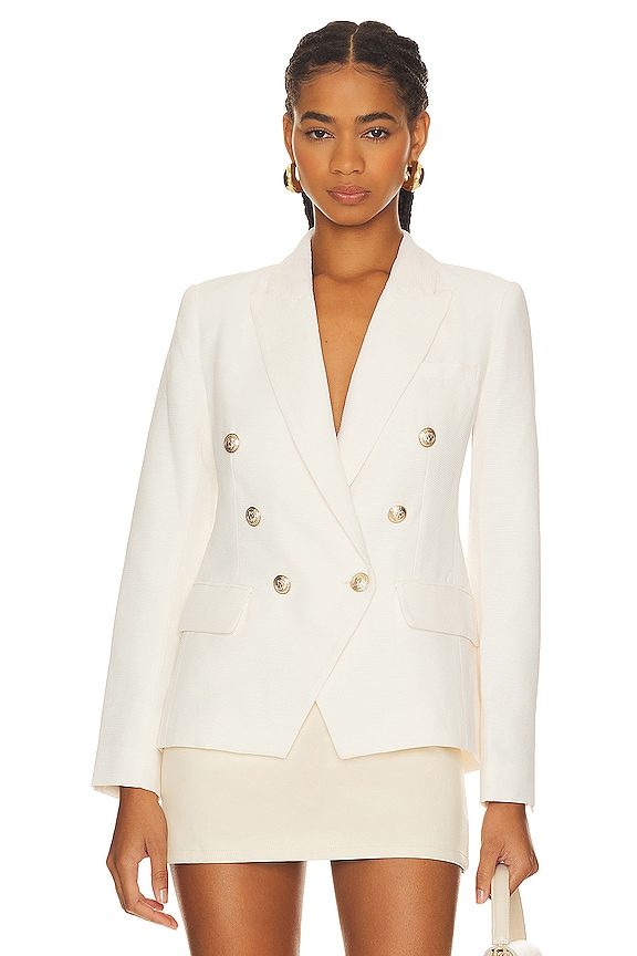 L'AGENCE Kenzie Blazer in Ivory & Pearl Silver | REVOLVE