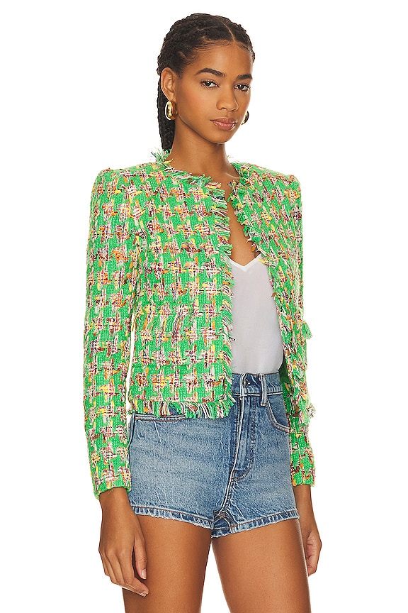 view 2 of 5 BLOUSON ANGELINA in Green Multi Houndstooth