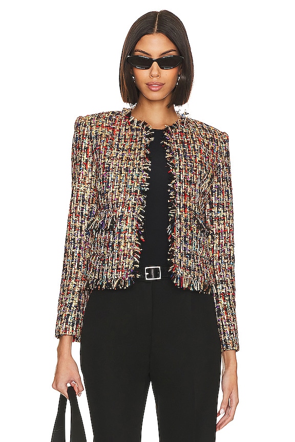 L'AGENCE Angelina Jacket in Multicolor Tweed | REVOLVE