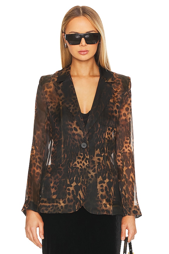 view 2 of 5 Tamara Sheer Blazer in Brown Leopard