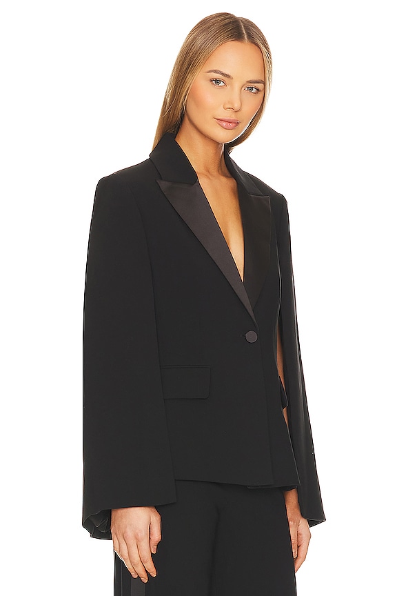 view 2 of 4 Christina Satin Lapel Cape in Black