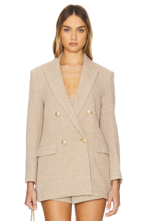view 2 of 6 RIVA 더블 가슴 자켓 in Tan & Ivory