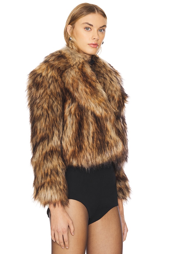 view 2 of 4 MANTEAU IMITATION FOURRURE AURA in Tank & Black