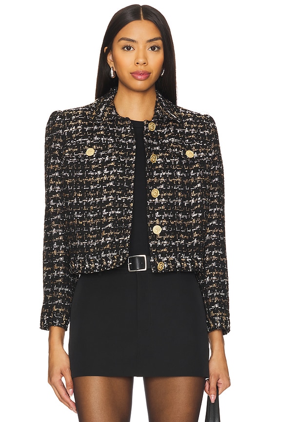 view 2 of 6 BLACK 트위드 자켓 in Black & Tan