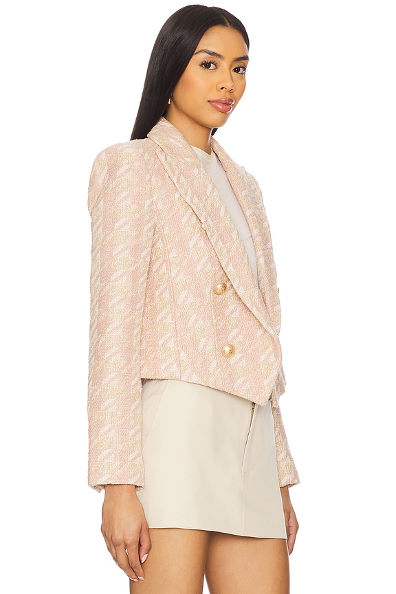 view 2 of 4 Lila Boxy Blazer in Ecru, Pink, & Gold Houndstooth