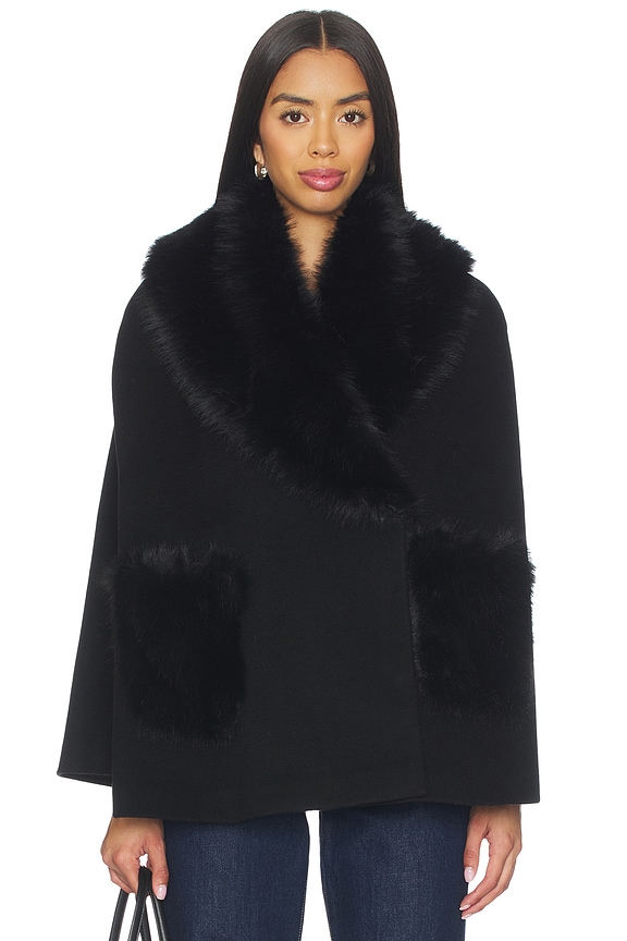 view 2 of 5 НАКИДКА ИЗ ИСКУССТВЕННОГО МЕХА CHANA in Black