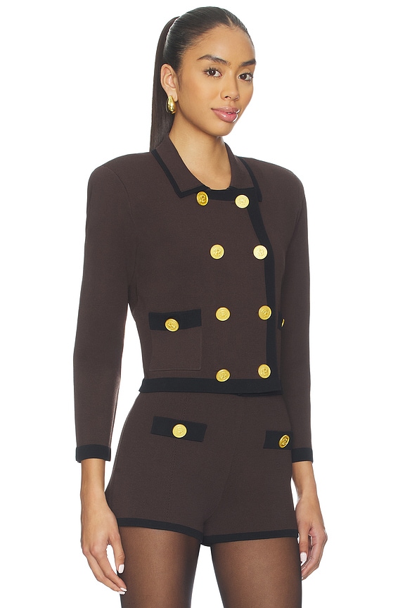 view 2 of 5 Janu Cont Trim Knit Jacket in Dark Brown & Black