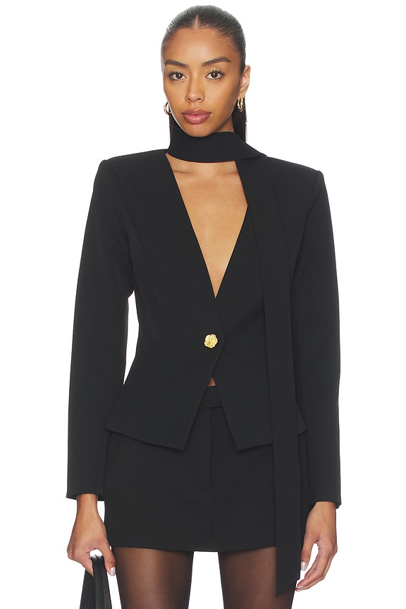 view 1 of 5 Romy Tie Neck Blazer in Black