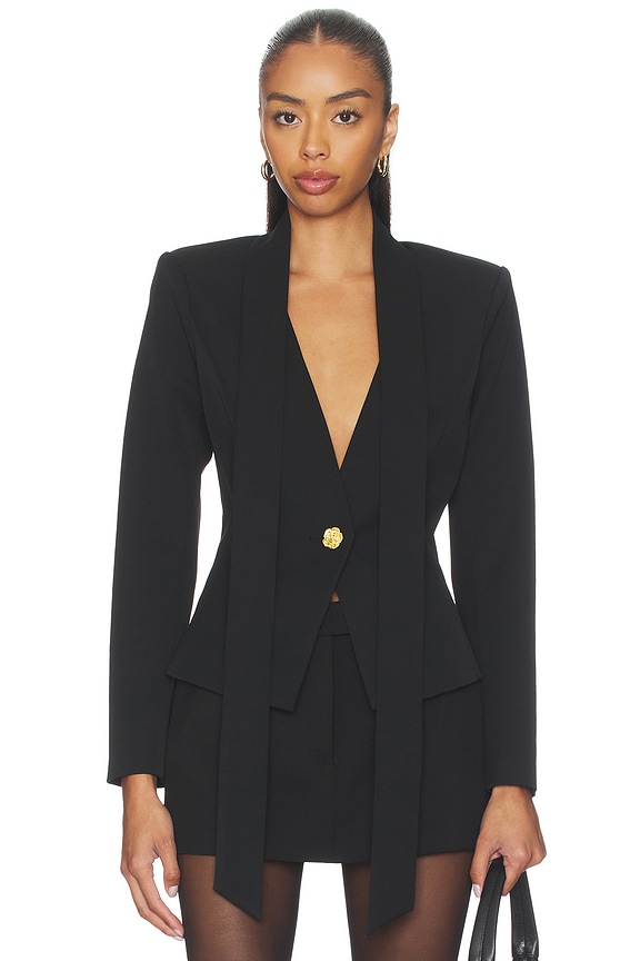 view 2 of 5 Romy Tie Neck Blazer in Black