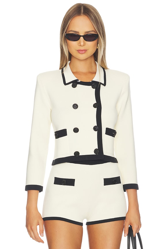 view 1 of 4 Janu Trim Knit Jacket in Vintage White & Black