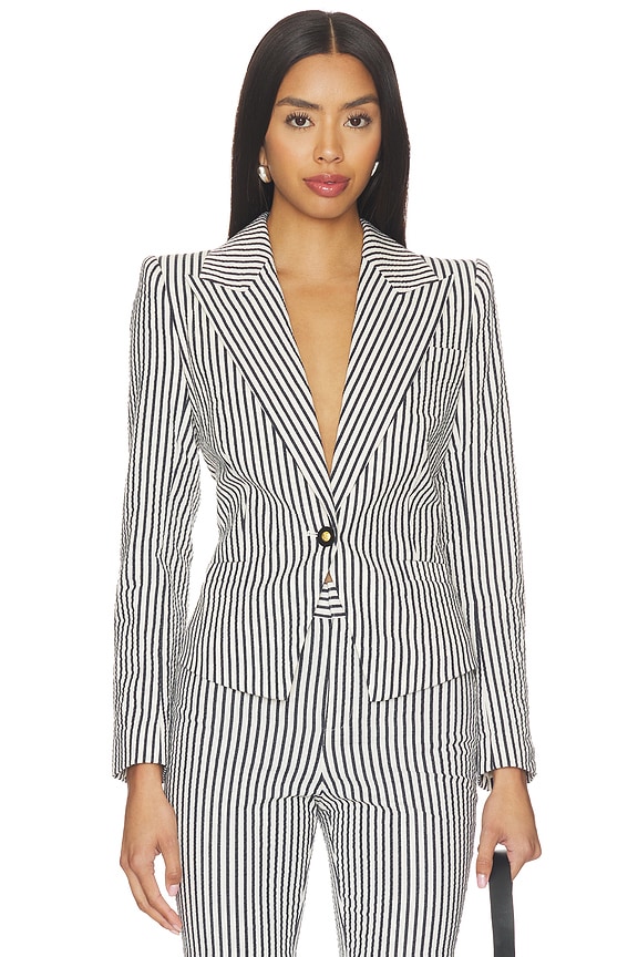 view 1 of 5 Misa Blazer in Ivory & Midnight Stripe