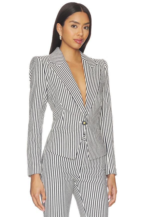 view 2 of 5 Misa Blazer in Ivory & Midnight Stripe