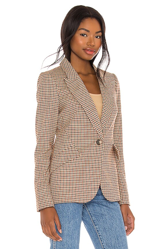 view 2 of 4 Chamberlain Blazer in Tan & Burgundy Houndstooth