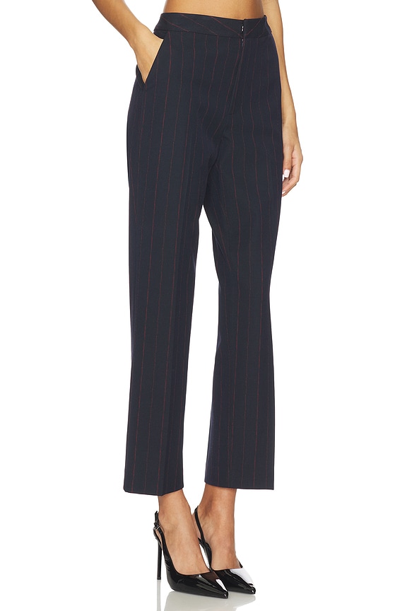view 2 of 6 Rebel Trouser in Midnight & Burgundy Pinstripe