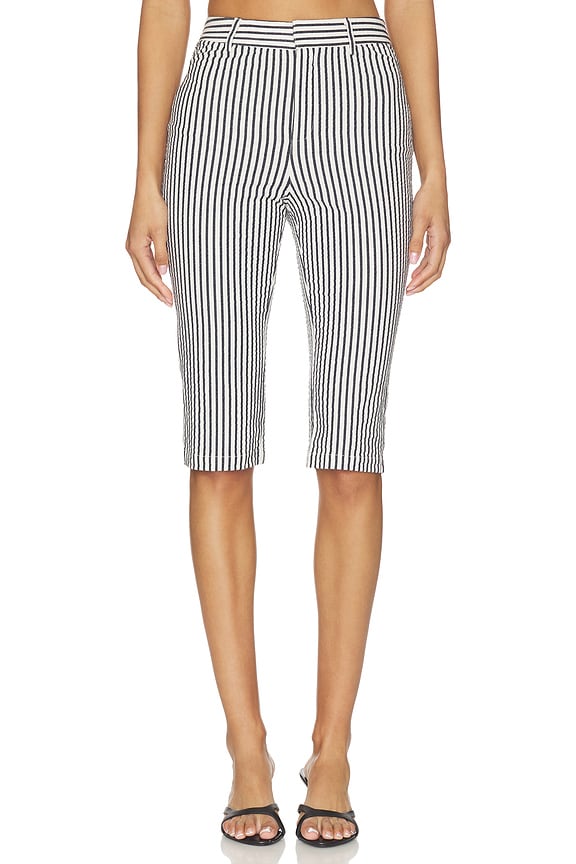 view 1 of 6 PANTALON STYLE PEDAL PUSHER LENI in Ivory & Midnight Stripe