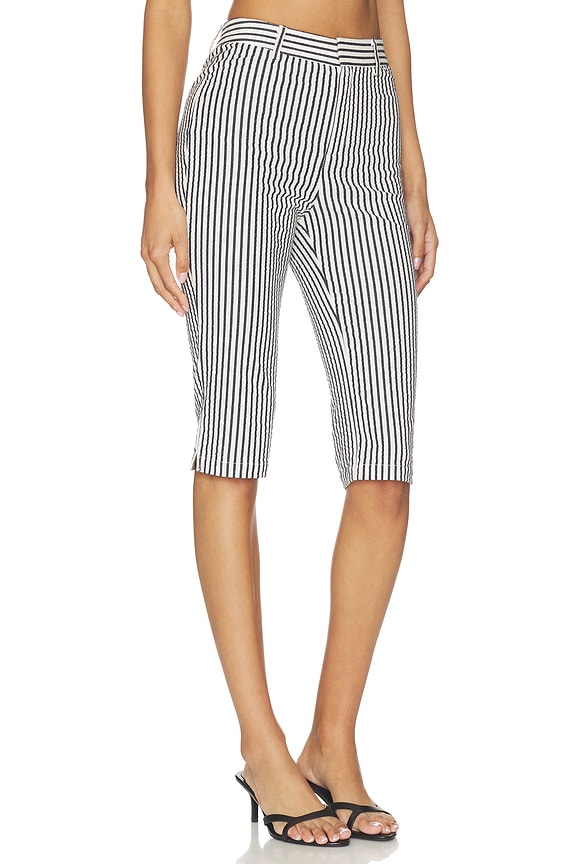 view 2 of 6 PANTALON STYLE PEDAL PUSHER LENI in Ivory & Midnight Stripe