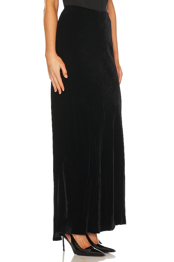view 2 of 4 Zeta Long Velvet Skirt in Black