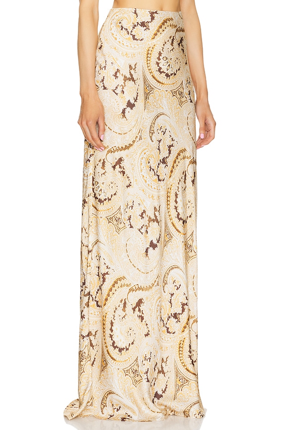 view 2 of 4 Zeta Long Skirt in Ivory in Ivory Multi Boute Paisley
